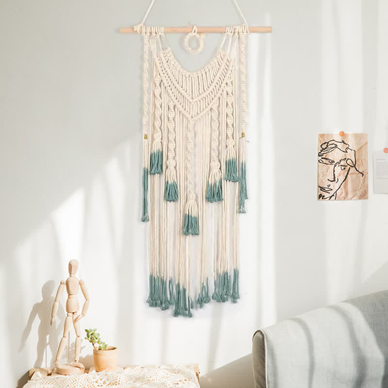 Olivenorma Macrame Verde Beige Arazzo Tessuto Appeso Decorazione da Parete 