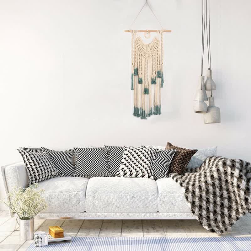 Olivenorma Macrame Verde Beige Arazzo Tessuto Appeso Decorazione da Parete 