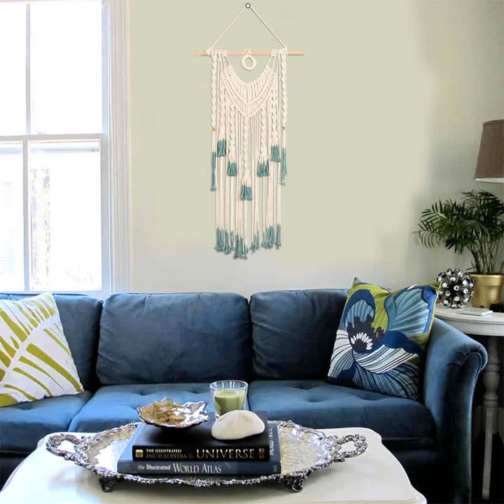 Olivenorma Macrame Verde Beige Arazzo Tessuto Appeso Decorazione da Parete 