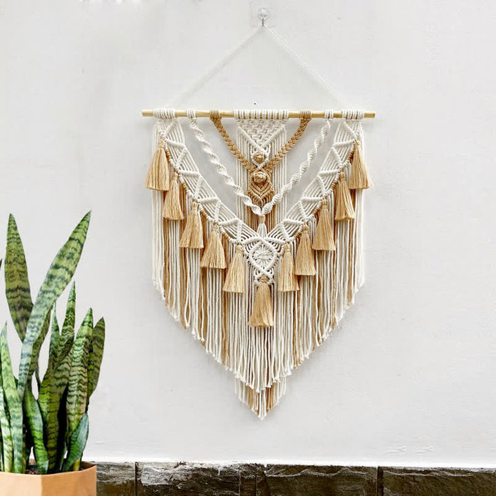 Olivenorma Khaki Green Handmade Weave Tassel Tapestry Decorazione da parete