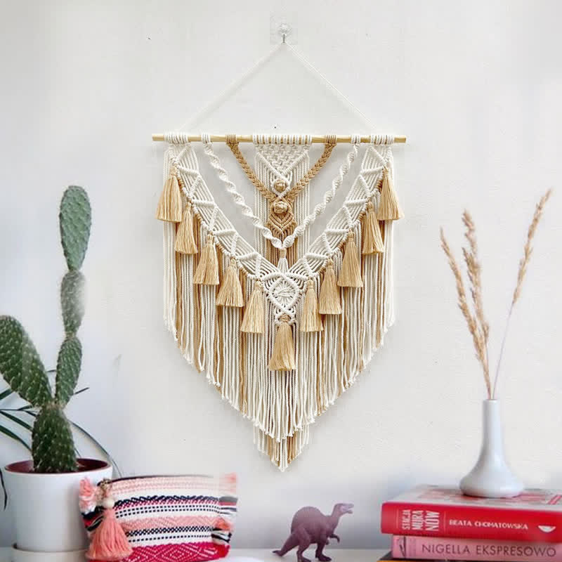 Olivenorma Khaki Green Handmade Weave Tassel Tapestry Decorazione da parete