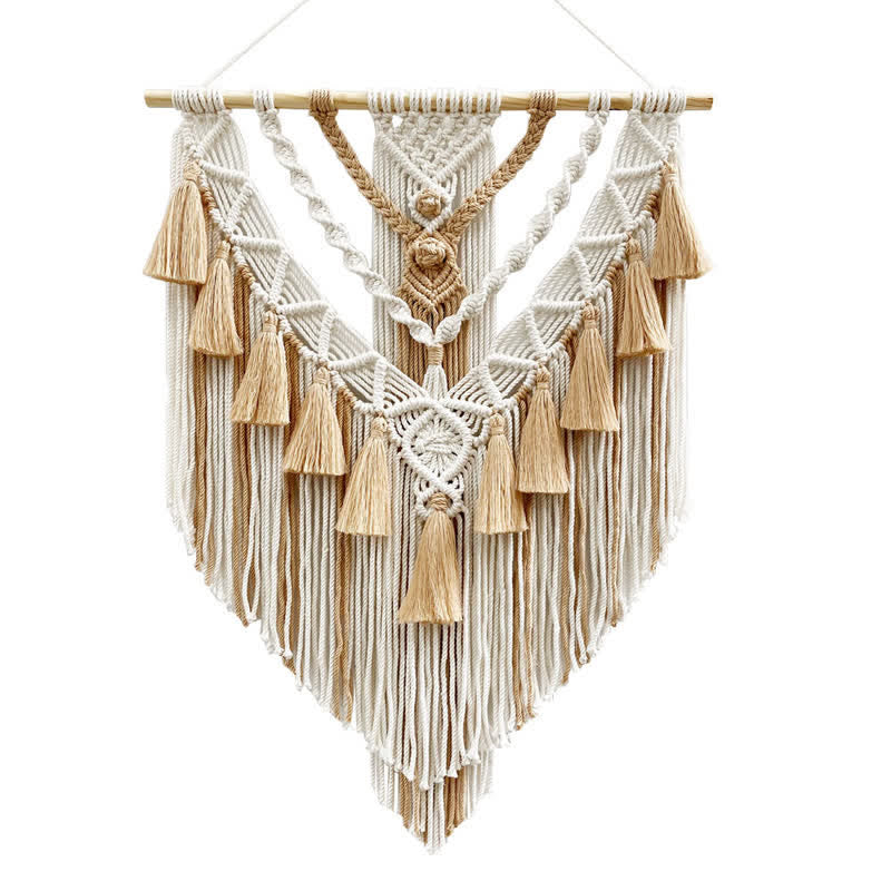 Olivenorma Khaki Green Handmade Weave Tassel Tapestry Decorazione da parete