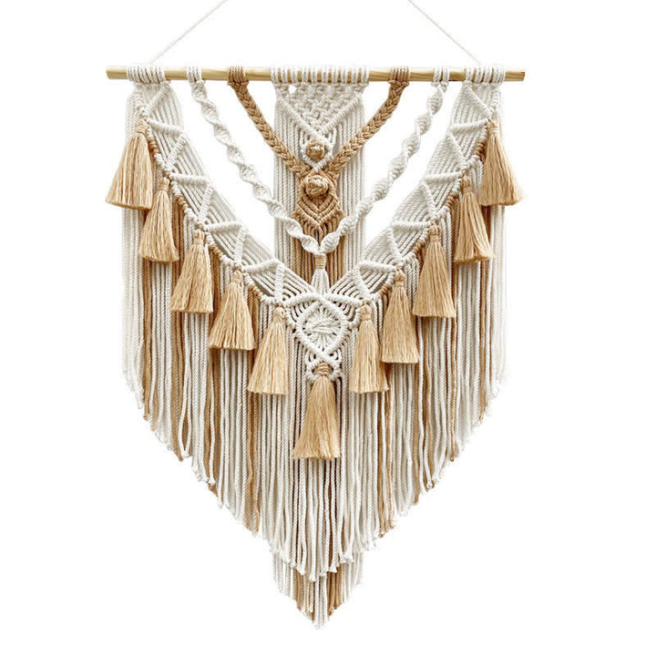Olivenorma Khaki Green Handmade Weave Tassel Tapestry Decorazione da parete