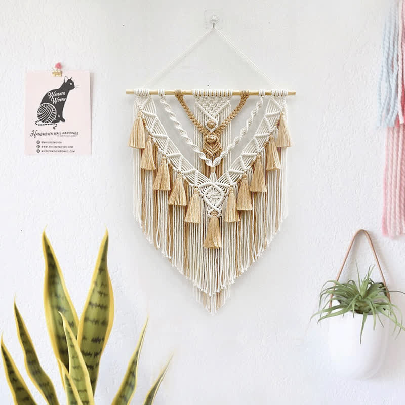 Olivenorma Khaki Green Handmade Weave Tassel Tapestry Decorazione da parete