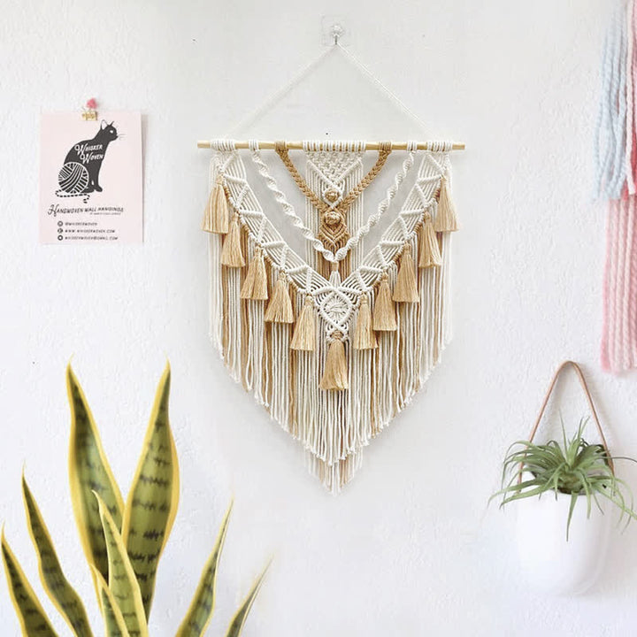 Olivenorma Khaki Green Handmade Weave Tassel Tapestry Decorazione da parete