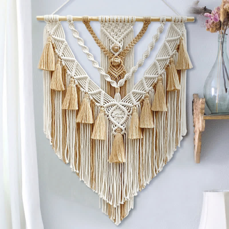 Olivenorma Khaki Green Handmade Weave Tassel Tapestry Decorazione da parete