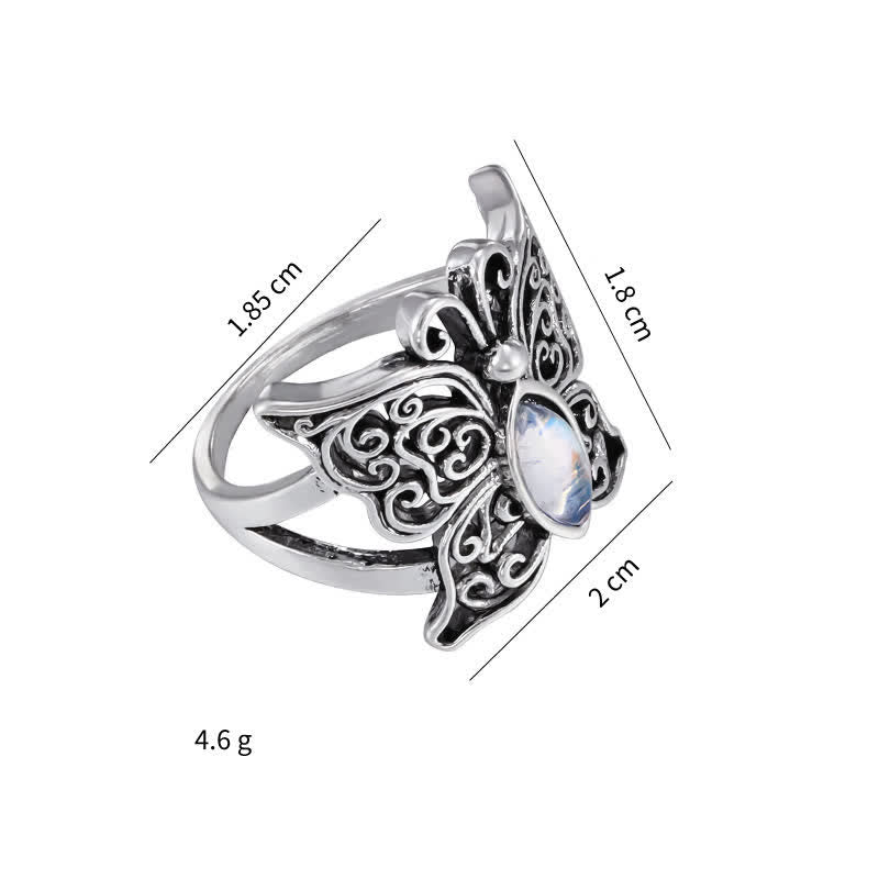 Anello vintage con farfalla e pietra di luna Olivenorma
