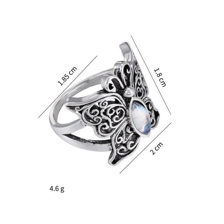 Anello vintage con farfalla e pietra di luna Olivenorma