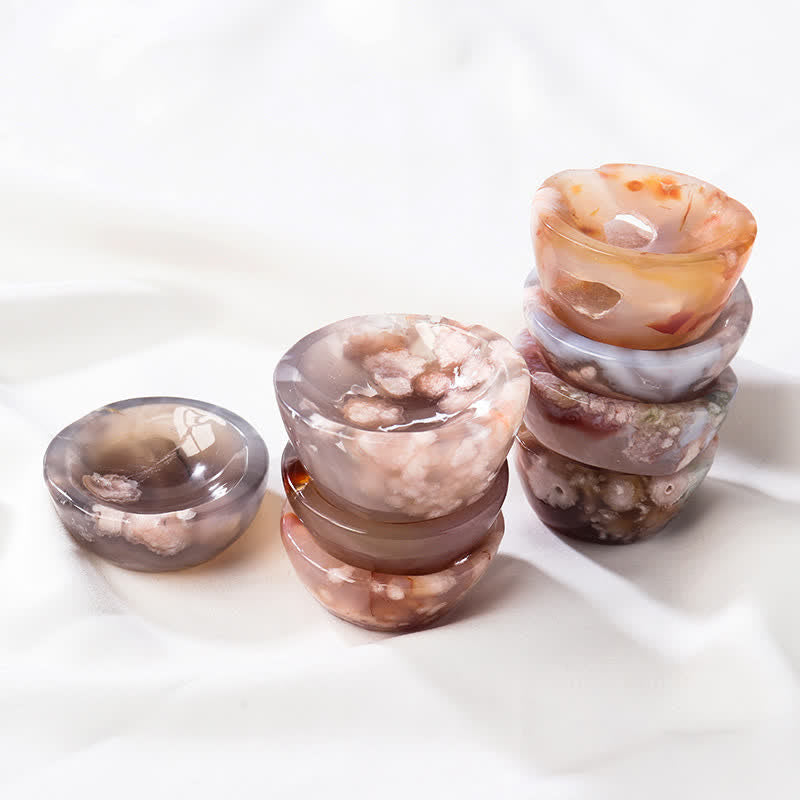 Ciotola di cristallo sardonico in agata e fiori di ciliegio Olivenorma 