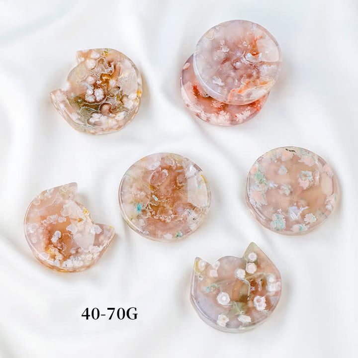 Ciotola di cristallo con testa di gatto in agata e fiori di ciliegio Olivenorma 