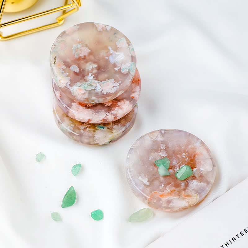 Ciotola di cristallo con testa di gatto in agata e fiori di ciliegio Olivenorma 