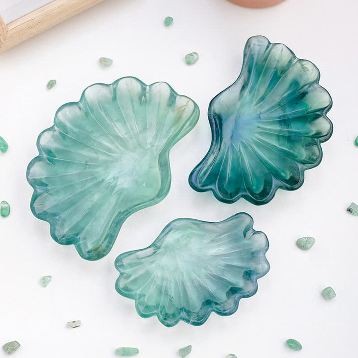 Ciotola di cristallo con decorazione in conchiglia di fluorite naturale Olivenorma 