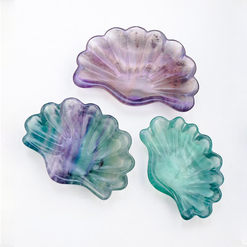 Ciotola di cristallo con decorazione in conchiglia di fluorite naturale Olivenorma 