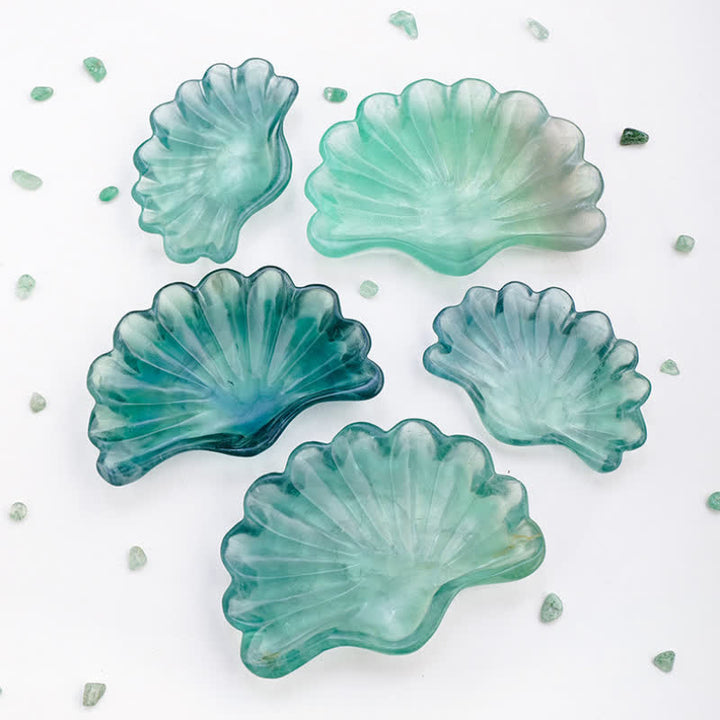 Ciotola di cristallo con decorazione in conchiglia di fluorite naturale Olivenorma 