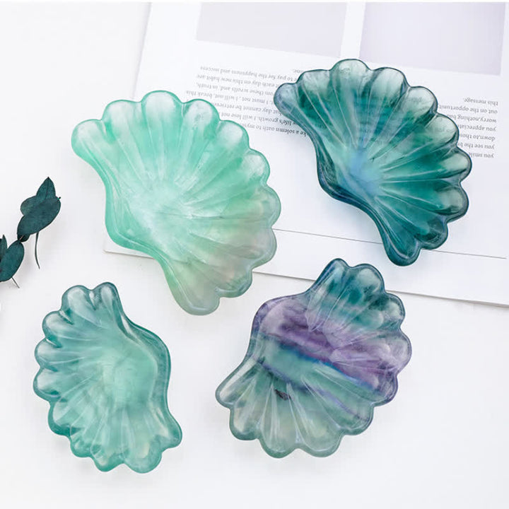 Ciotola di cristallo con decorazione in conchiglia di fluorite naturale Olivenorma 