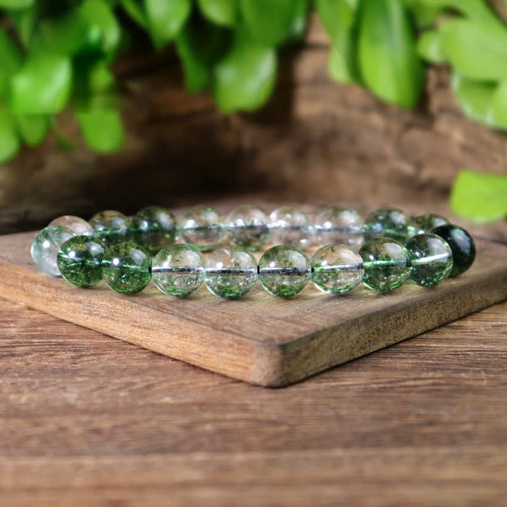 Bracciale Olivenorma con perline di quarzo fantasma verde da 6-14 mm 
