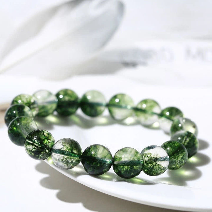 Bracciale Olivenorma con perline di quarzo fantasma verde da 6-14 mm 
