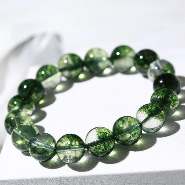 Bracciale Olivenorma con perline di quarzo fantasma verde da 6-14 mm 