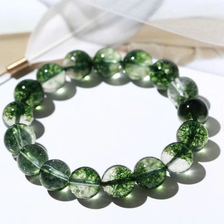 Bracciale Olivenorma con perline di quarzo fantasma verde da 6-14 mm 