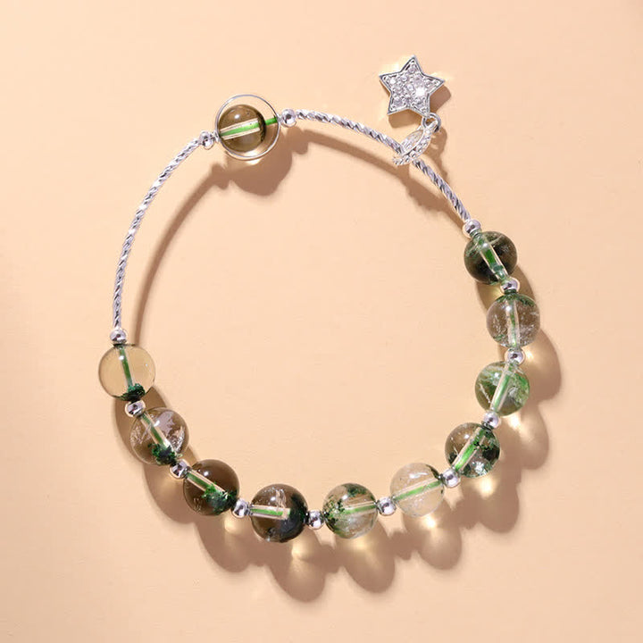 Bracciale con ciondolo a forma di stella in quarzo fantasma verde Olivenorma 