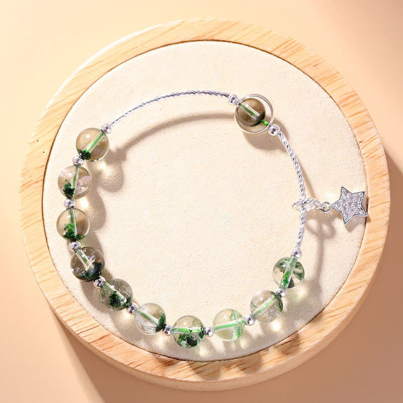 Bracciale con ciondolo a forma di stella in quarzo fantasma verde Olivenorma 