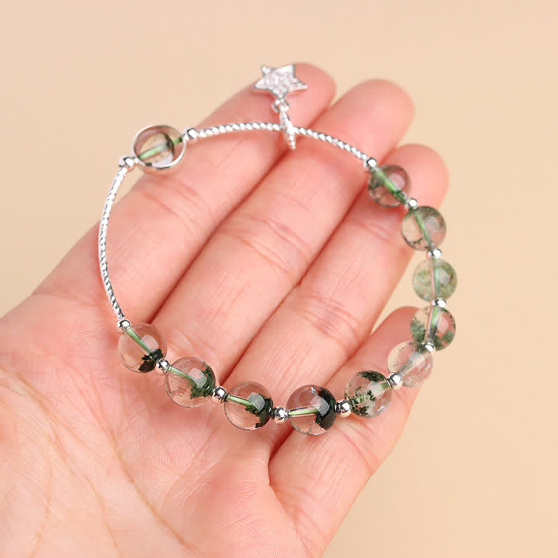 Bracciale con ciondolo a forma di stella in quarzo fantasma verde Olivenorma 