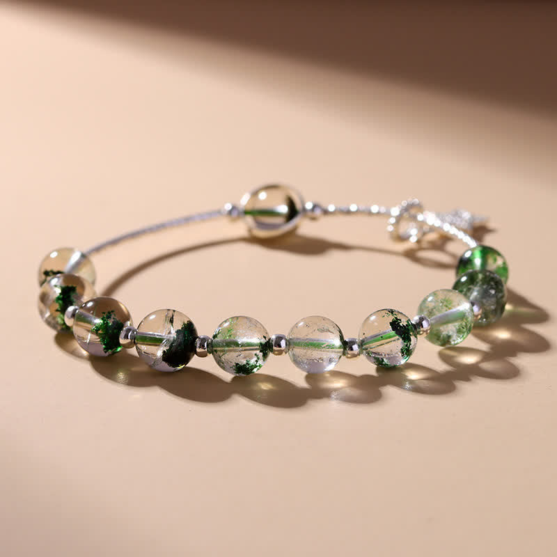 Bracciale con ciondolo a forma di stella in quarzo fantasma verde Olivenorma 