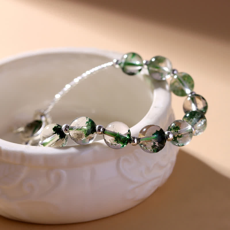 Bracciale con ciondolo a forma di stella in quarzo fantasma verde Olivenorma 