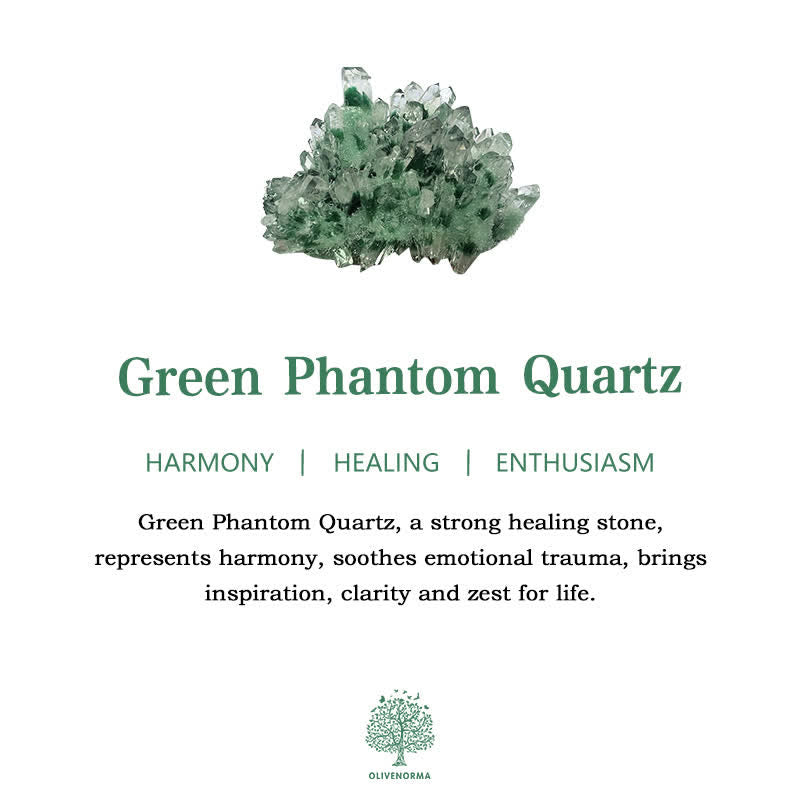 Olivenorma "Heart Space" - Braccialetto curativo in quarzo fantasma verde