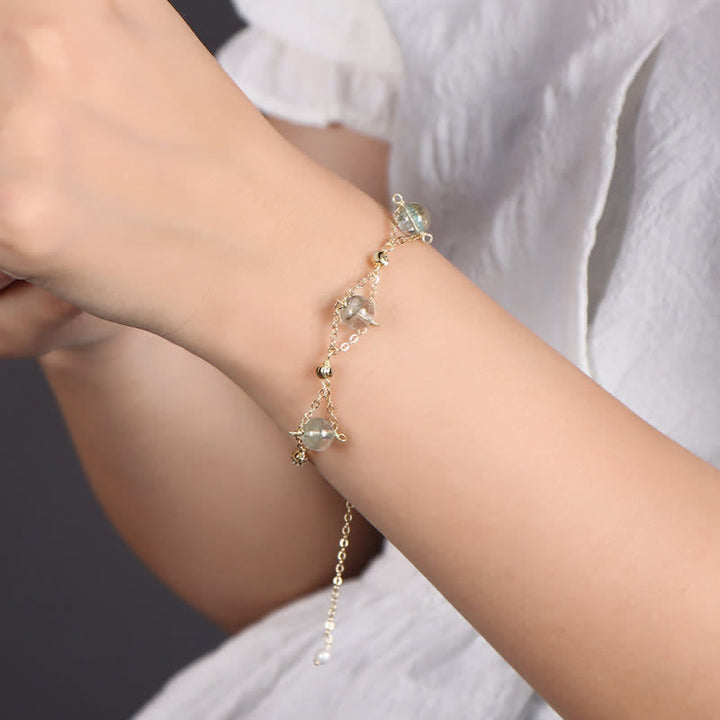 Bracciale Olivenorma "Lucky" in quarzo fantasma verde perline