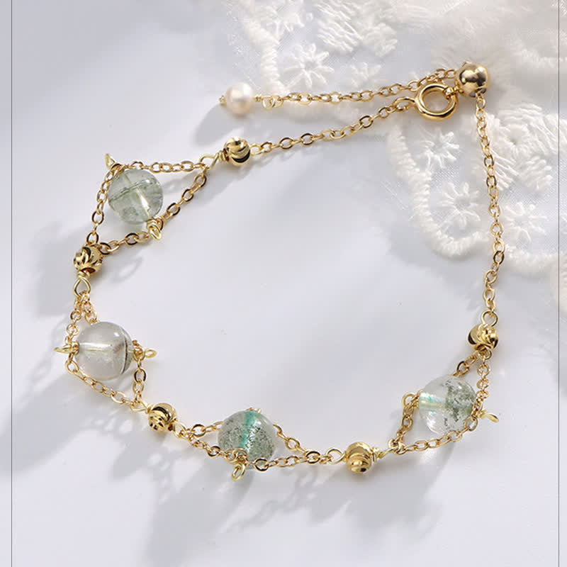 Bracciale Olivenorma "Lucky" in quarzo fantasma verde perline