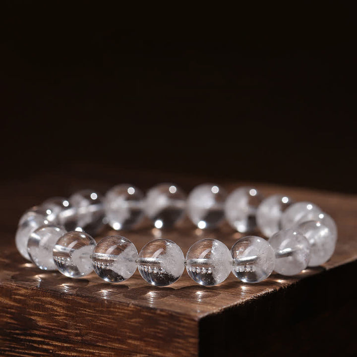 Bracciale Olivenorma con perline di quarzo fantasma bianco da 7-19 mm 