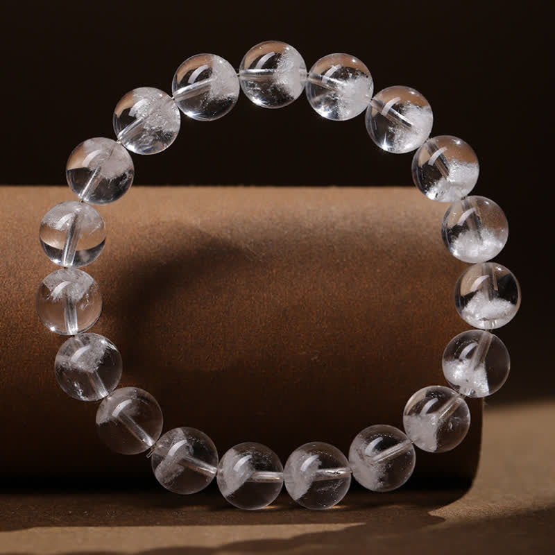 Bracciale Olivenorma con perline di quarzo fantasma bianco da 7-19 mm 