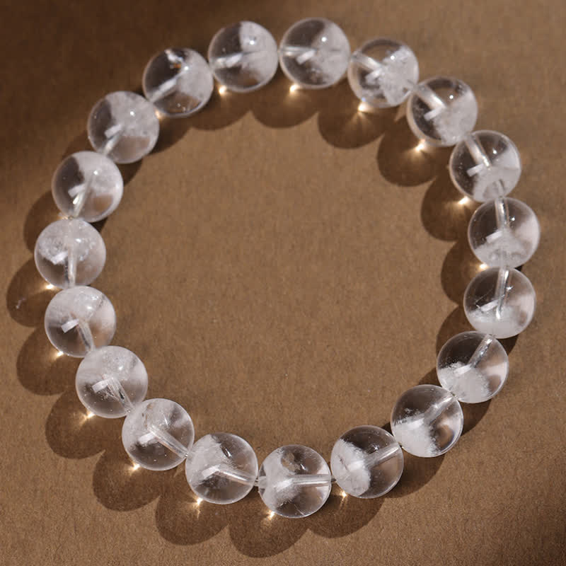 Bracciale Olivenorma con perline di quarzo fantasma bianco da 7-19 mm 
