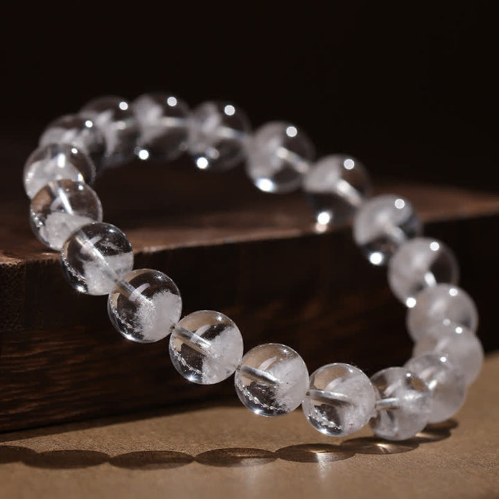 Bracciale Olivenorma con perline di quarzo fantasma bianco da 7-19 mm 