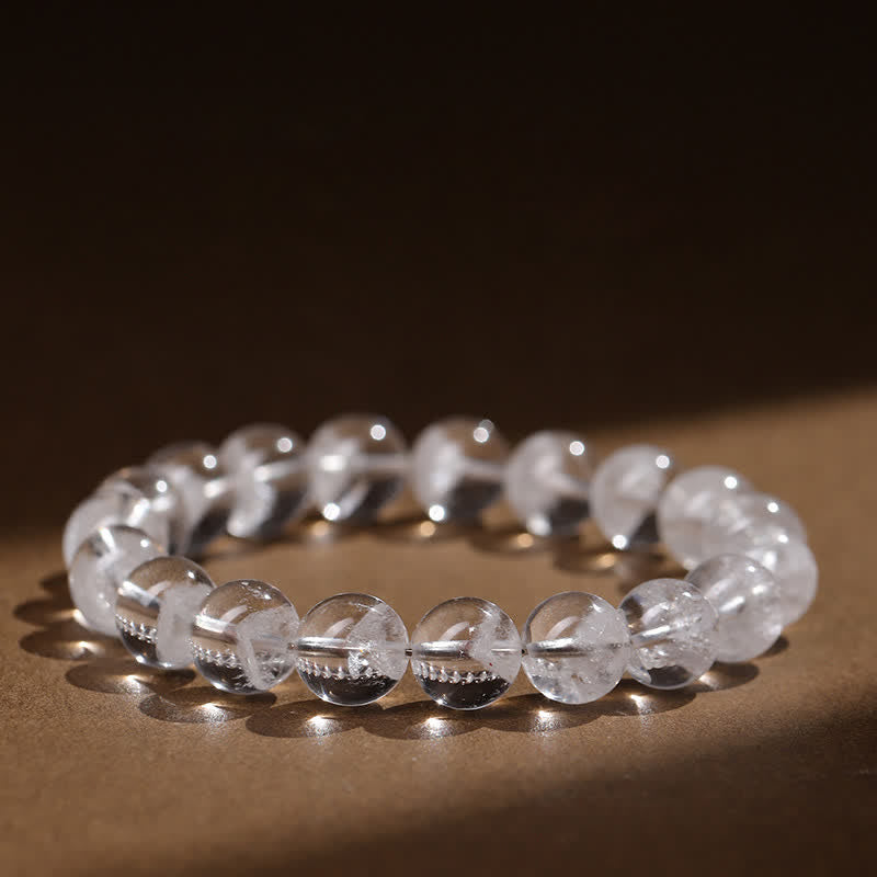 Bracciale Olivenorma con perline di quarzo fantasma bianco da 7-19 mm 