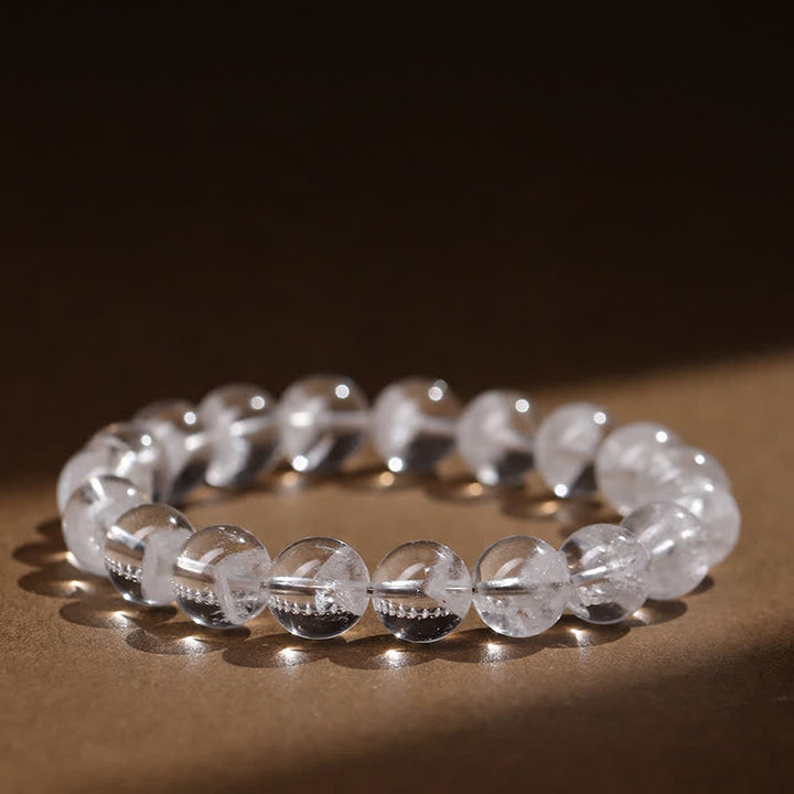 Bracciale Olivenorma con perline di quarzo fantasma bianco da 7-19 mm 