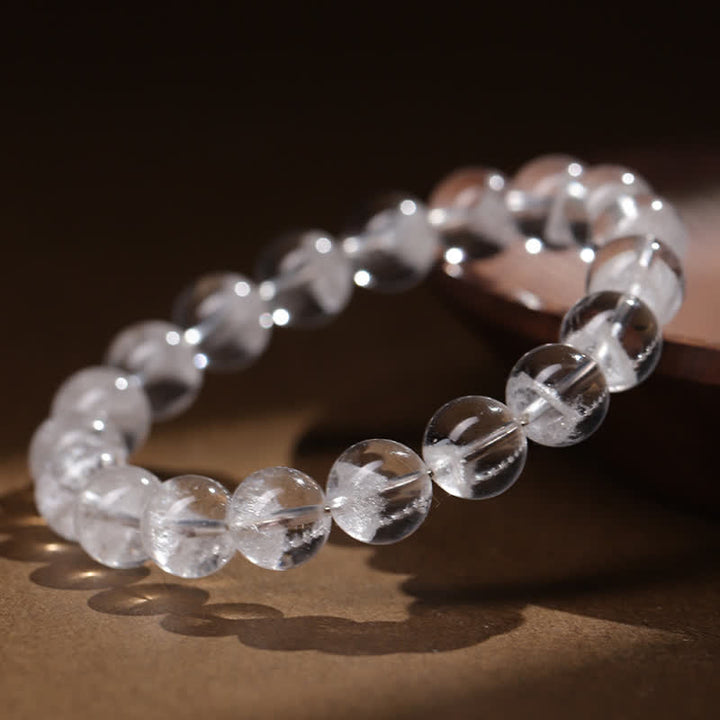 Bracciale Olivenorma con perline di quarzo fantasma bianco da 7-19 mm 