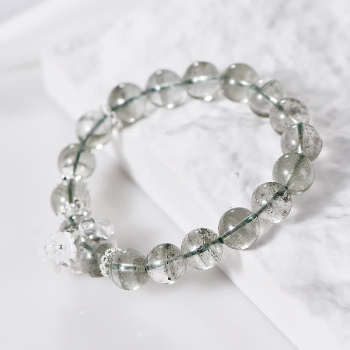 Bracciale Olivenorma in perline di quarzo fantasma verde da 10 mm