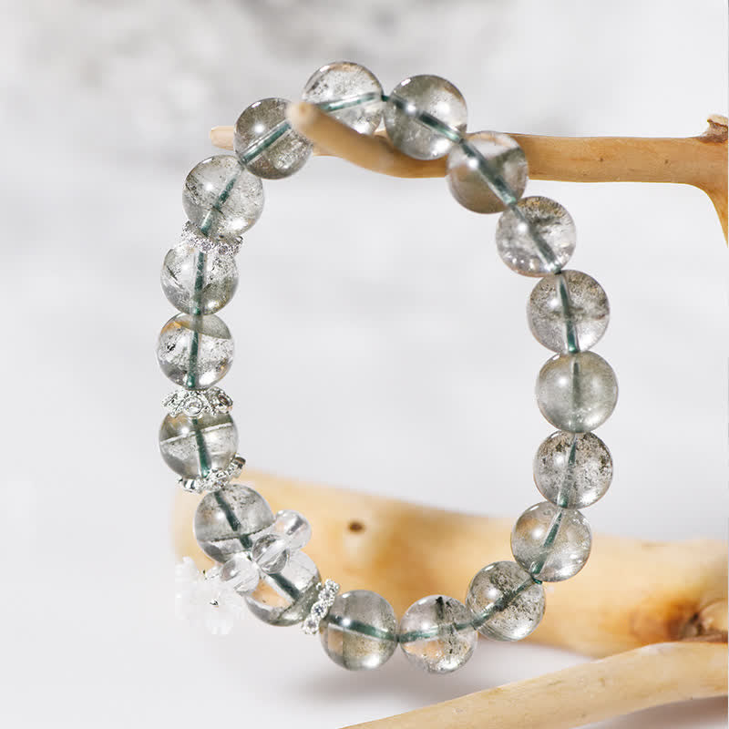 Bracciale Olivenorma in perline di quarzo fantasma verde da 10 mm