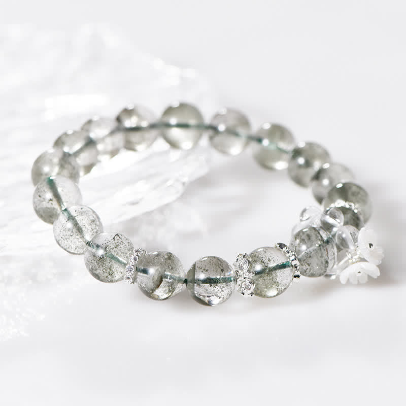 Bracciale Olivenorma in perline di quarzo fantasma verde da 10 mm