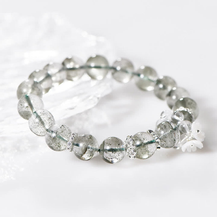 Bracciale Olivenorma in perline di quarzo fantasma verde da 10 mm