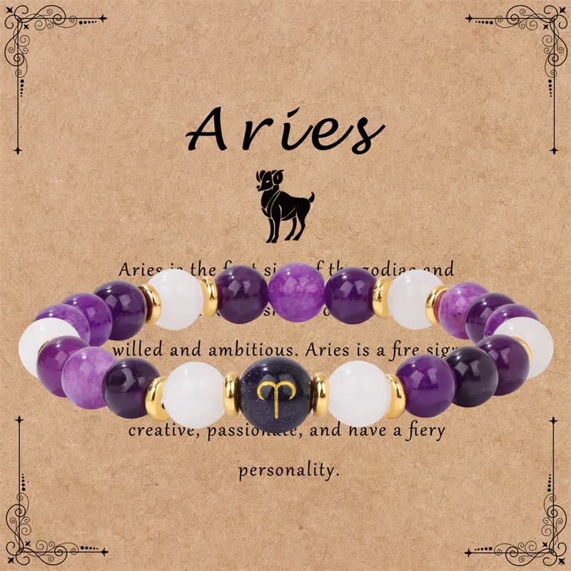 Bracciale con perline in blu arenaria e cristallo trasparente di ametista Olivenorma 