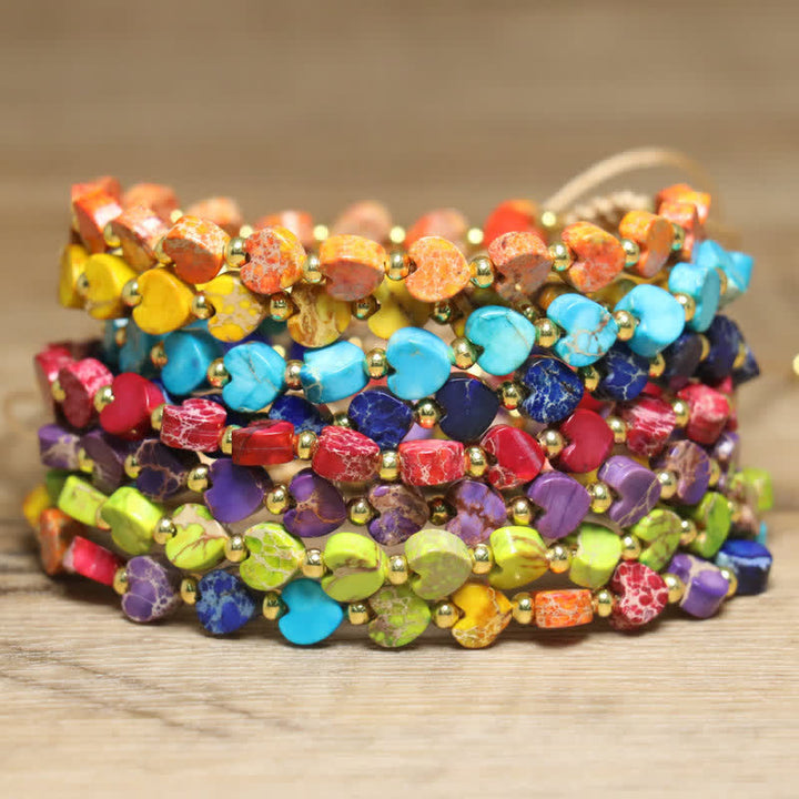 Braccialetto di perline a forma di cuore in pietra naturale dell'imperatore Olivenorma 