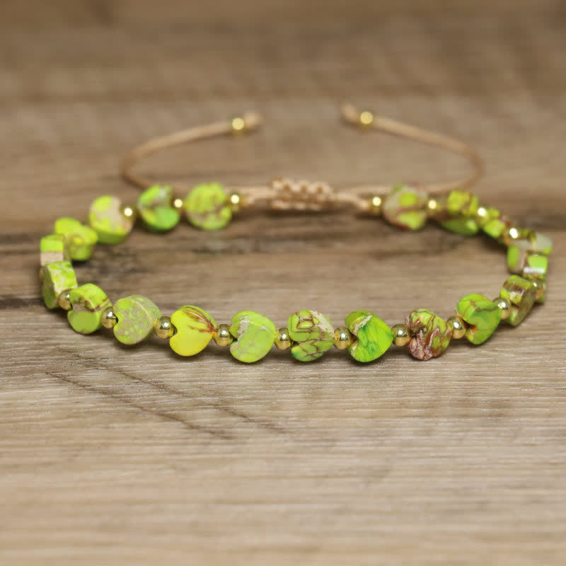 Braccialetto di perline a forma di cuore in pietra naturale dell'imperatore Olivenorma 