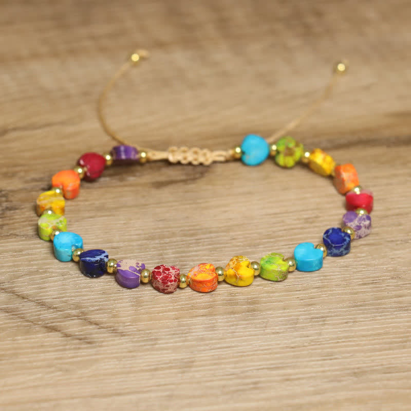 Braccialetto di perline a forma di cuore in pietra naturale dell'imperatore Olivenorma 