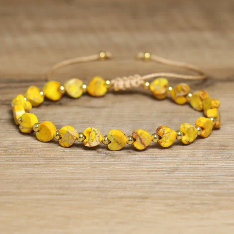 Braccialetto di perline a forma di cuore in pietra naturale dell'imperatore Olivenorma 