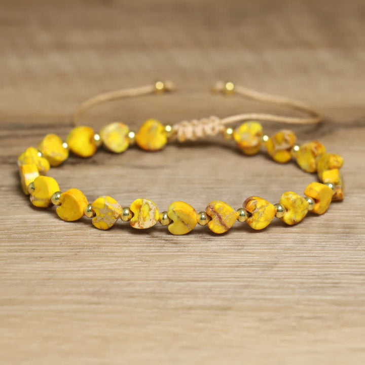 Braccialetto di perline a forma di cuore in pietra naturale dell'imperatore Olivenorma 