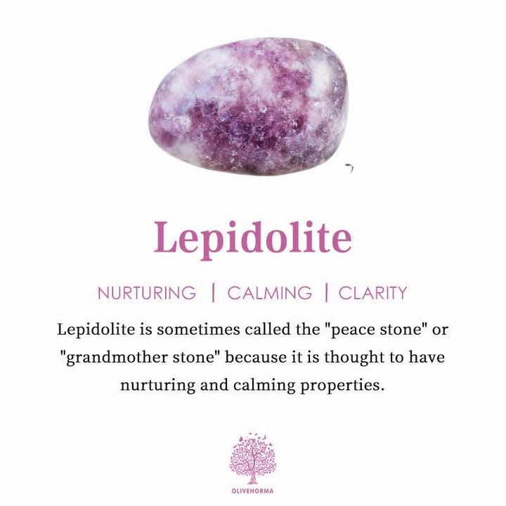 Bracciale da donna con perline di lepidolite e pietra di luna naturale Olivenorma