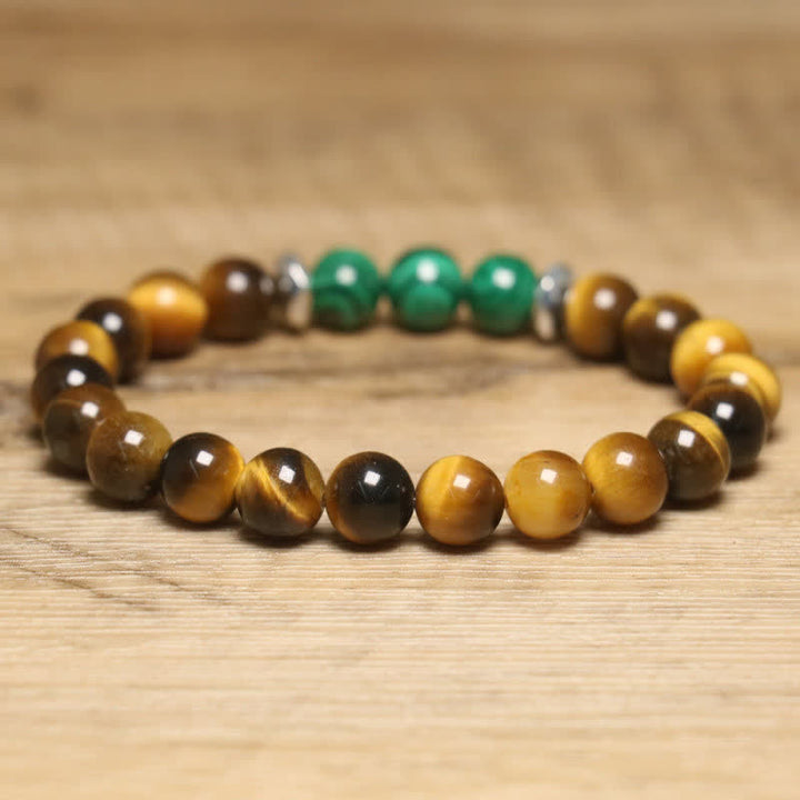 Braccialetto di perline in malachite con occhio di tigre naturale Olivenorma